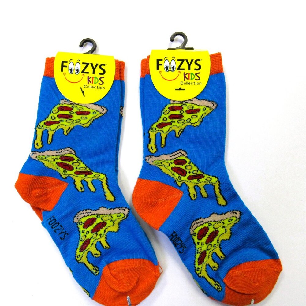 2 Pairs Foozys Kids Collection Boys Girls Unisex  Novelty Fun Socks Pizza Print